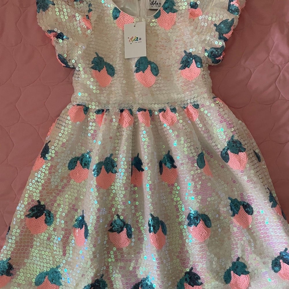 Glittery Strawberry Sequin Dress for Kids